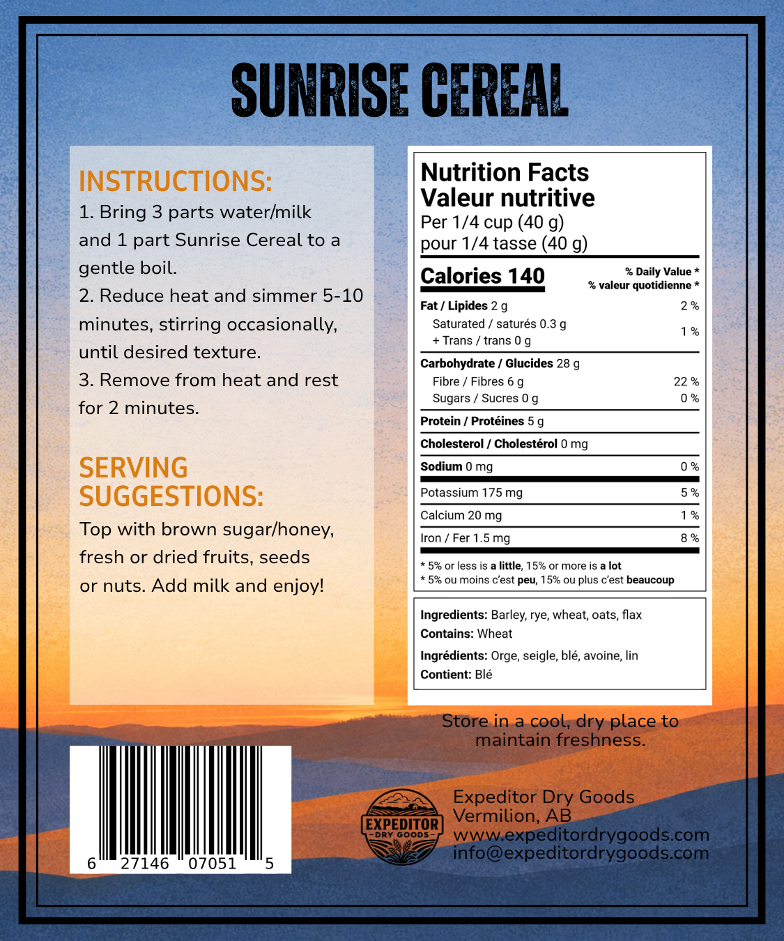 Sunrise Cereal 5-grain Blend