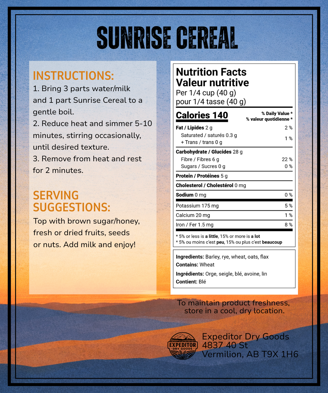 Sunrise Cereal 5-grain Blend